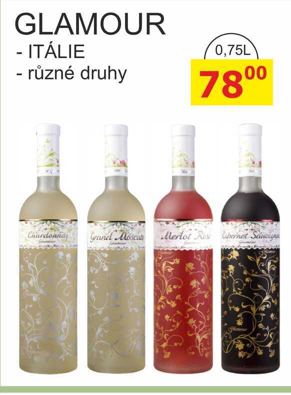 GLAMOUR - ITÁLIE - různé druhy 0,75L 