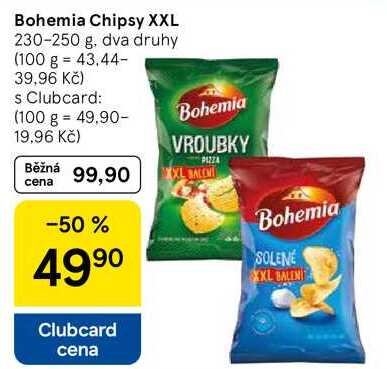 Bohemia Chipsy XXL, 230-250 g, dva druhy   