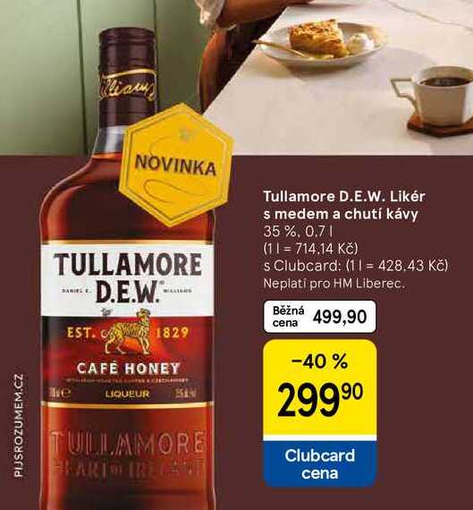 Tullamore D.E.W. Likér s medem a chutí kávy 35 %, 0.7 l