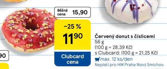 Červený donut s číslicemi, 56 g 