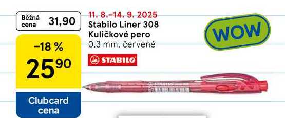 Stabilo Liner 308 Kuličkové pero, 0,3 mm. červené 