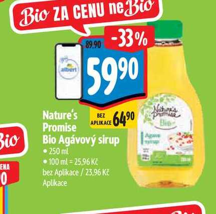  Nature's Promise Bio Agávový sirup  250 ml
