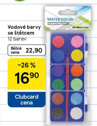 Vodové barvy se štětcem, 12 barev 