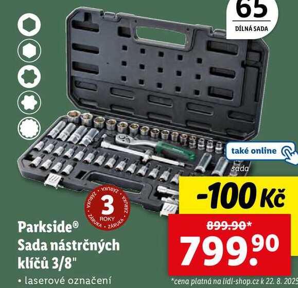 Parkside Sada nástrčných klíčů 3/8" 