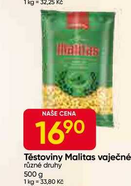 Malitas vaječné těstoviny různé druhy 500 g 
