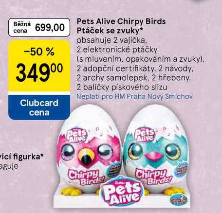 Pets Alive Chirpy Birds Ptáček se zvuky, obsahuje 2 vajíčka, 2 elektronické ptáčky (s mluvením, opakováním a zvuky)