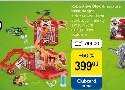 Robo Alive Útěk dinosaura herní sada, T-Rex se světelnými a zvukovými efekty