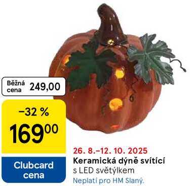 Keramická dýně svítící s LED světýlkem