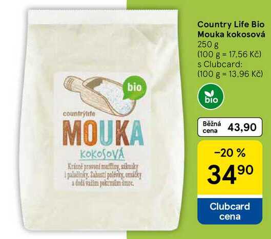 Country Life Bio Mouka kokosová, 250 g 