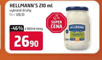 Hellmann's majonéza, tatarská omáčka 210ml, vybrané druhy