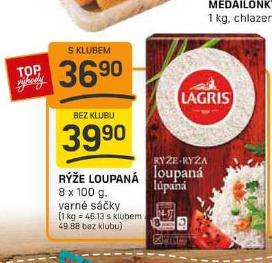 RÝŽE LOUPANÁ 8 x 100 g. varné sáčky