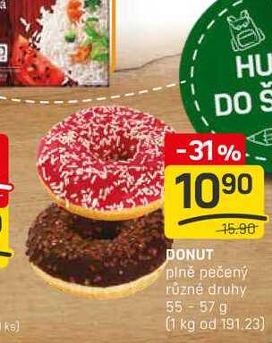 DONUT plně pečený různé druhy 55-57 g