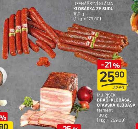 DRAČÍ KLOBÁSA, OTAVSKÁ KLOBÁSA ferment 100 g 