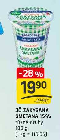 JČ ZAKYSANÁ SMETANA 15% různé druhy 180 g