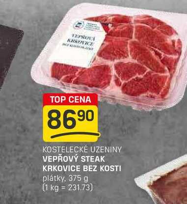 VEPŘOVÝ STEAK KRKOVICE BEZ KOSTI plátky, 375 g
