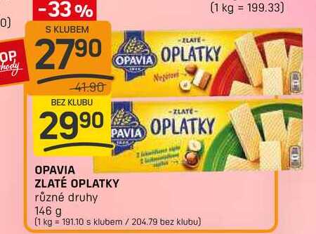 OPAVIA ZLATÉ OPLATKY různé druhy 146 g 