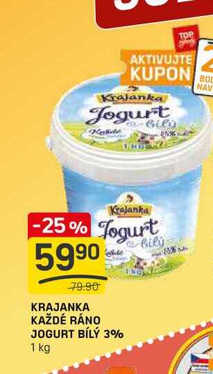 KRAJANKA KAŽDÉ RÁNO JOGURT BÍLÝ 3% 1 kg