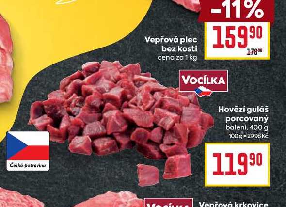 Hovězí guláš porcovaný balení, 400 g