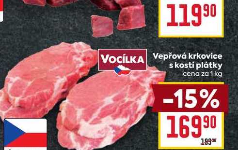Vepřová krkovice s kostí plátky cena za 1 kg