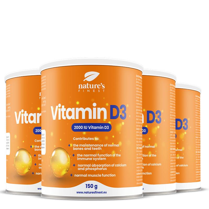 Vitamin D3 3+1 promoce| Kvalitní Vitamin D3 | "Sluneční vitamín" | Zdravé kosti | Zuby | Svaly | Imunita | Vynikající chuť | Bez cukru