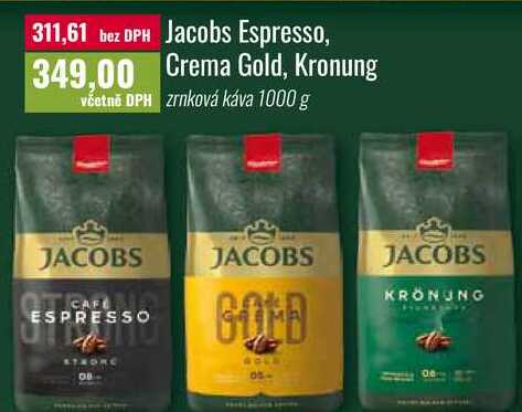 Jacobs Espresso, Crema Gold, Kronung 1kg