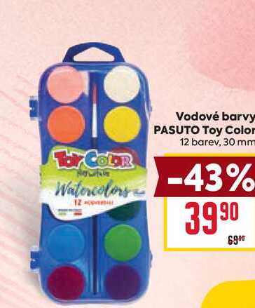 Vodové barvy PASUTO Toy Color 12 barev, 30 mm 