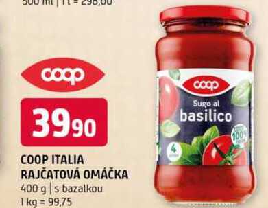 COOP ITALIA RAJČATOVÁ OMÁČKA 400 g