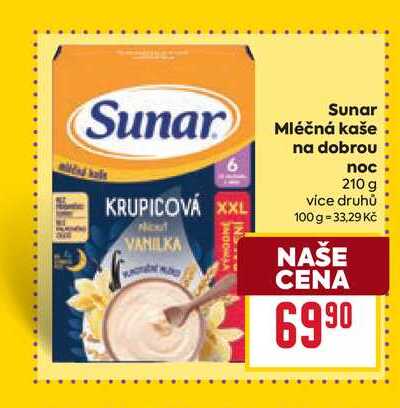 Sunar Mléčná kaše na dobrou noc 210 g 