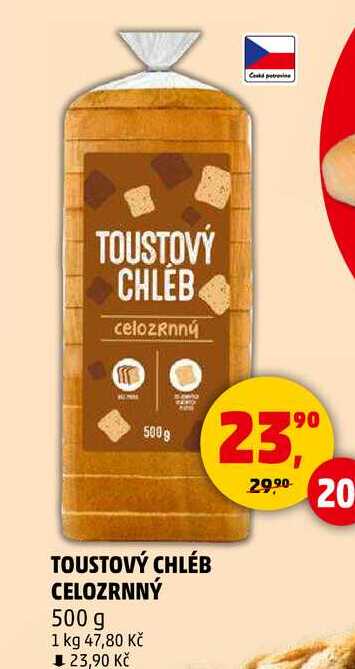 TOUSTOVÝ CHLÉB CELOZRNNÝ, 500 g 