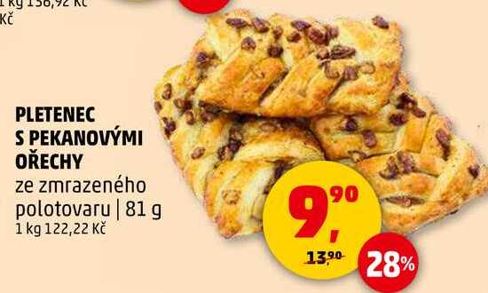 PLETENEC S PEKANOVÝMI OŘECHY ze zmrazeného polotovaru, 81 g 
