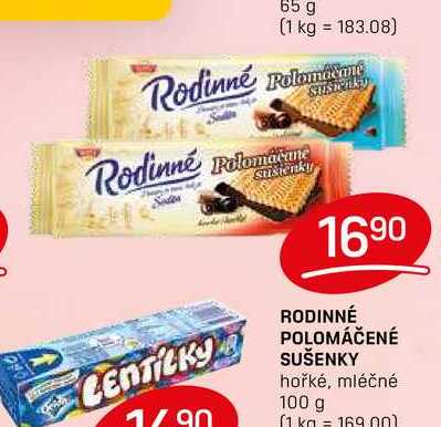 RODINNÉ POLOMÁČENÉ SUŠENKY hořké, mléčné 100g