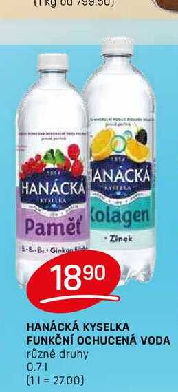 HANÁCKÁ KYSELKA FUNKČNÍ OCHUCENÁ VODA různé druhy 0,7l