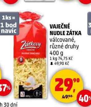 VAJEČNÉ NUDLE ZÁTKA válcované, 400 g