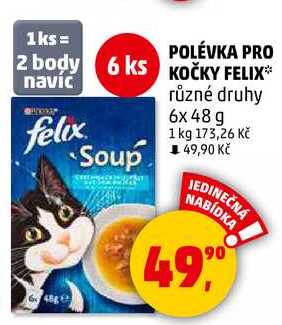 POLÉVKA KOČKY FELIX různé druhy, 6x 48 g