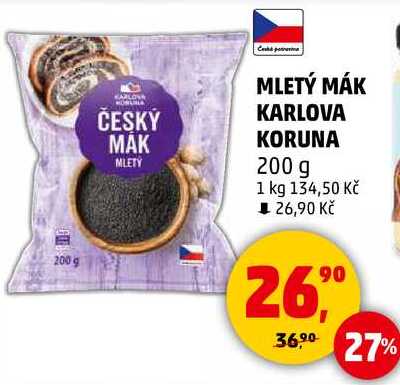 MLETÝ MÁK KARLOVA KORUNA, 200 g 