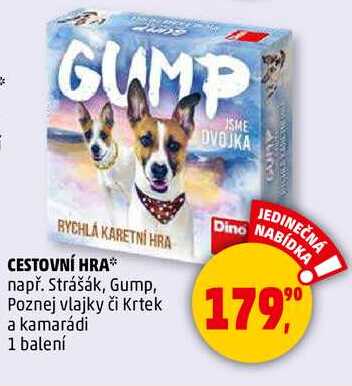 CESTOVNÍ HRA, např. Strášák, Gump, Poznej vlajky či Krtek a kamarádi, 1 balení 