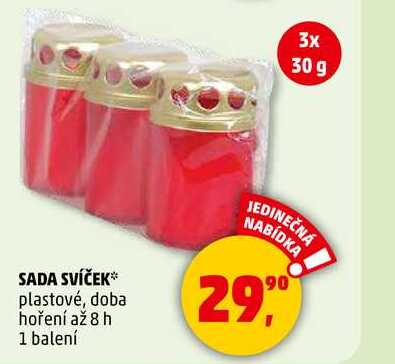 SADA SVÍČEK plastové, doba hoření až 8 h, 1 balení  