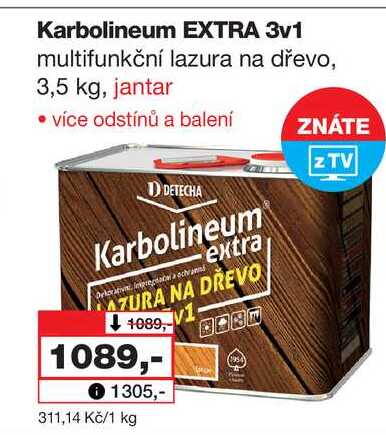 Karbolineum EXTRA 3v1 multifunkční lazura na dřevo, 3,5 kg