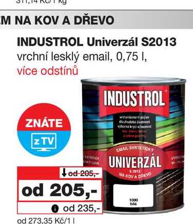 INDUSTROL Univerzál S2013 vrchní lesklý email, 0,75l