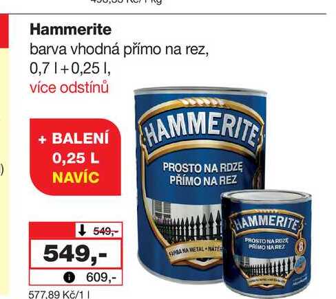 Hammerite barva vhodná přímo na rez, 0,7l