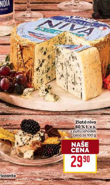 Zlatá niva 60% t. vs. z pultu lahůdek cena za 100 g 