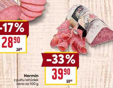 Hermín z pultu lahůdek cena za 100 g