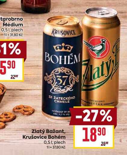 Krušovice Bohém 0,5l, plech