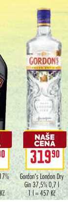 Gordon's London Dry Kč Gin 37,5% 0,7l
