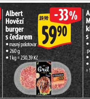 Albert Hovězí  burger s čedarem 260 g