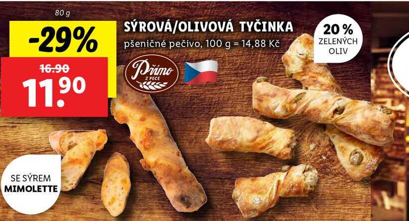 SÝROVÁ/OLIVOVÁ TYČINKA, 80 g