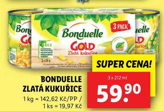 BONDUELLE ZLATÁ KUKUŘICE, 3x 212 ml