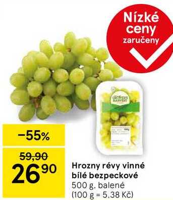 Hrozny révy vinné bílé bezpeckové, 500 g. balené
