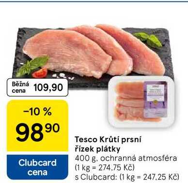 Tesco Krůtí prsní řízek plátky, 400 g