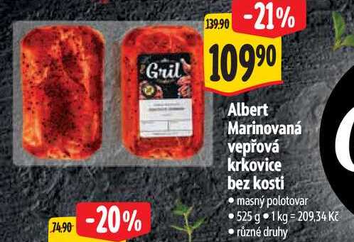 Albert Marinovaná vepřová krkovice bez kosti, 525 g 